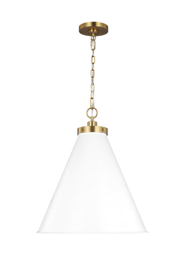Wellfleet One Light Pendant Matte White and Burnished Brass