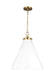 Visual Comfort Studio - CP1281MWTBBS - One Light Pendant - Wellfleet - Matte White and Burnished Brass