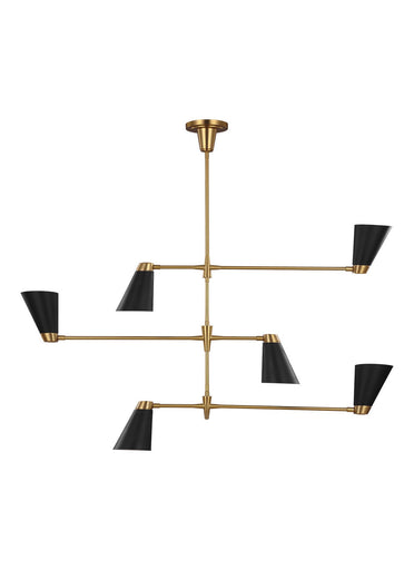 Signoret Six Light Chandelier Burnished Brass