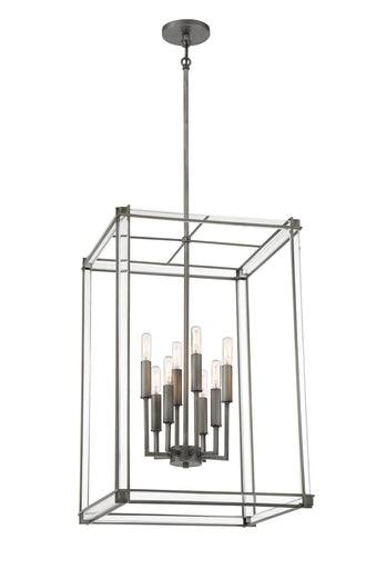 Langen Square Eight Light Pendant Antique Nickel