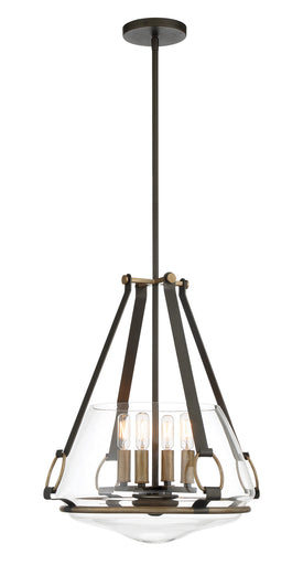 Eden Valley Four Light Pendant/Semi Flush Mount Smoked Iron W/Aged Gold