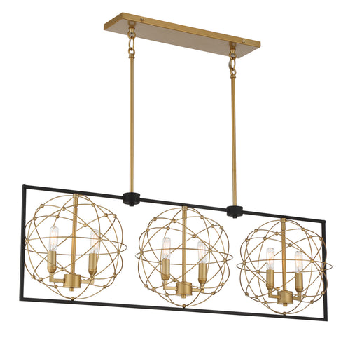 Titans Trace Six Light Pendant Sand Coal w/Painted Honey Gold