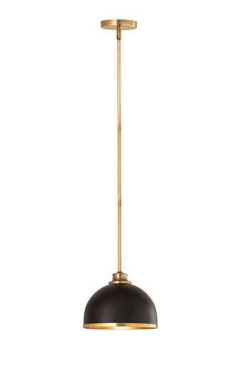 Landry One Light Pendant Matte Black + Rubbed Brass