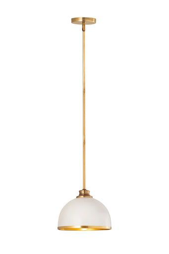 Landry One Light Pendant Matte White + Rubbed Brass