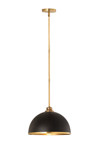 Landry One Light Pendant Matte Black + Rubbed Brass