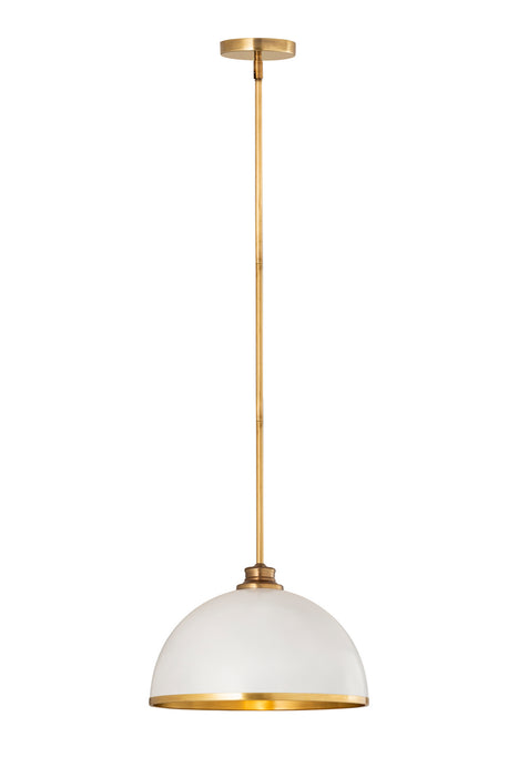 Z-Lite - 1004P14-MW-RB - One Light Pendant - Landry - Matte White + Rubbed Brass