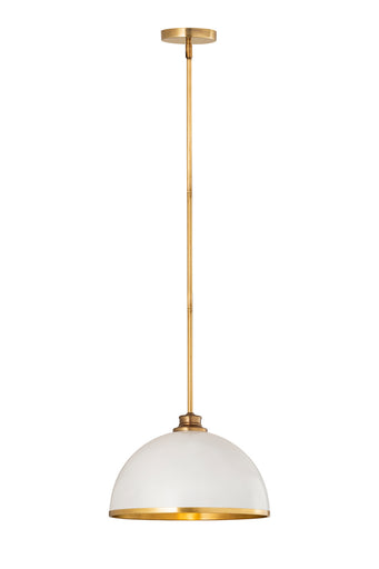Landry One Light Pendant Matte White + Rubbed Brass