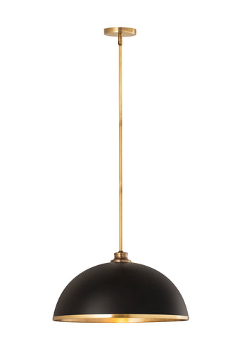 Landry One Light Pendant Matte Black + Rubbed Brass