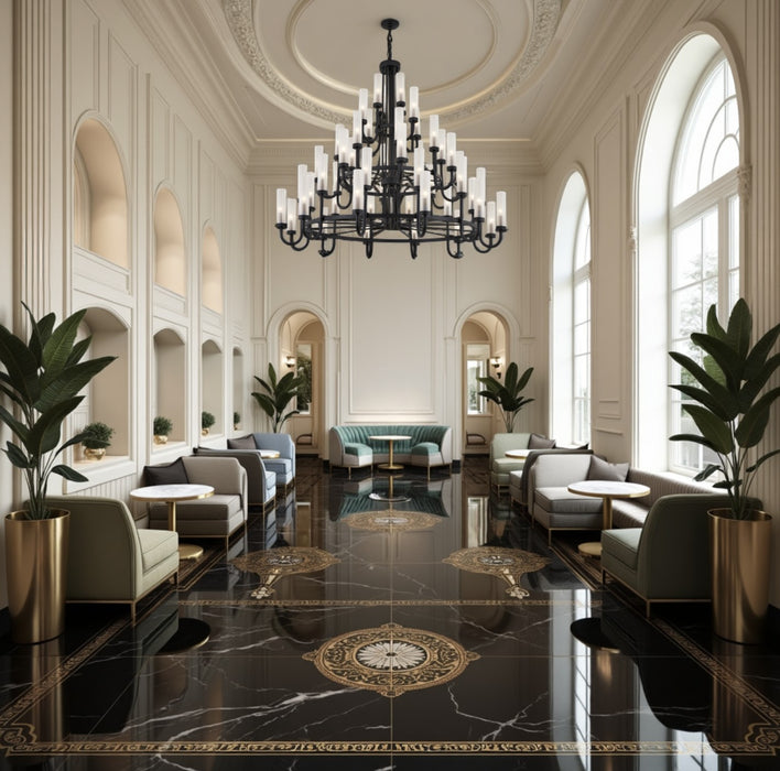 Justice Designs - FSN-4346-CLFR-MBLK - 48 Light Chandelier - Fusion - Matte Black