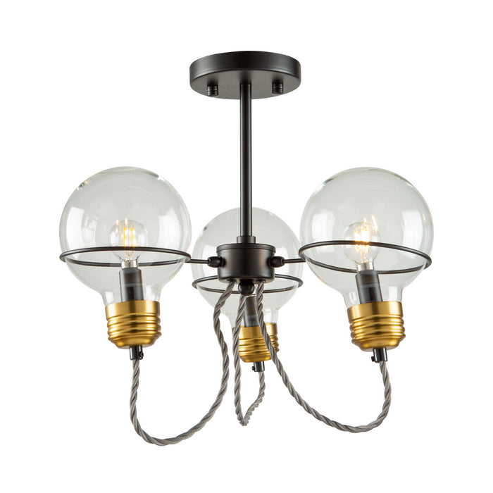 Artcraft - AC11723BK - Three Light Semi-Flush Mount - Martina - Black and Brushed Brass