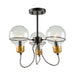 Artcraft - AC11723BK - Three Light Semi-Flush Mount - Martina - Black and Brushed Brass
