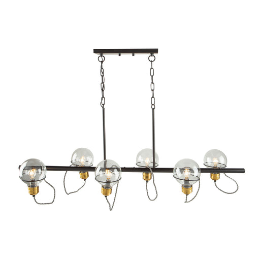 Martina Six Light Island Pendant Black and Brushed Brass
