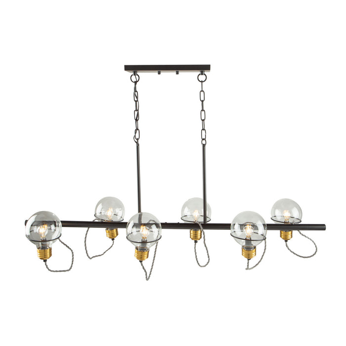 Artcraft - AC11726BK - Six Light Island Pendant - Martina - Black and Brushed Brass