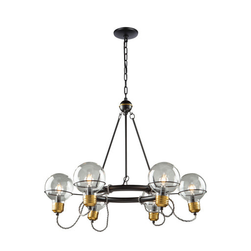 Martina Six Light Chandelier Black and Brushed Brass