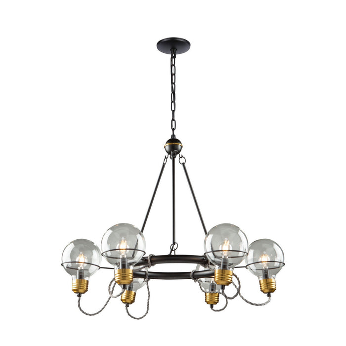 Artcraft - AC11727BK - Six Light Chandelier - Martina - Black and Brushed Brass