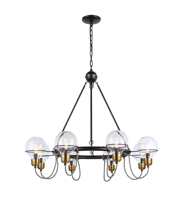 Artcraft - AC11728BK - Eight Light Chandelier - Martina - Black and Brushed Brass