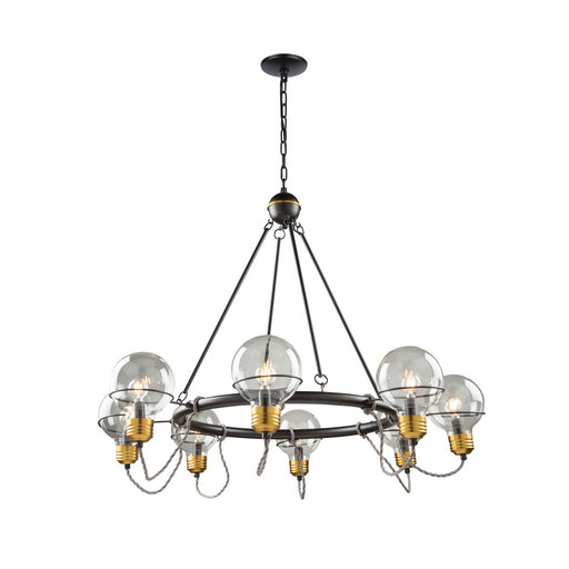 Martina Eight Light Chandelier Black and Brushed Brass