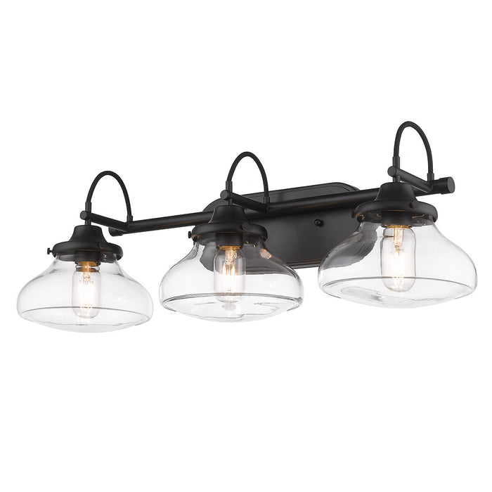 Golden - 3419-BA3 BLK-CLR - Three Light Vanity Light - Nash - Matte Black
