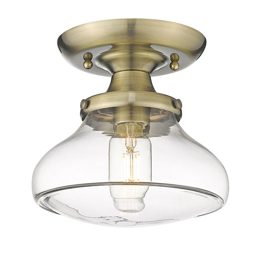 Nash One Light Semi-Flush Mount Aged Brass