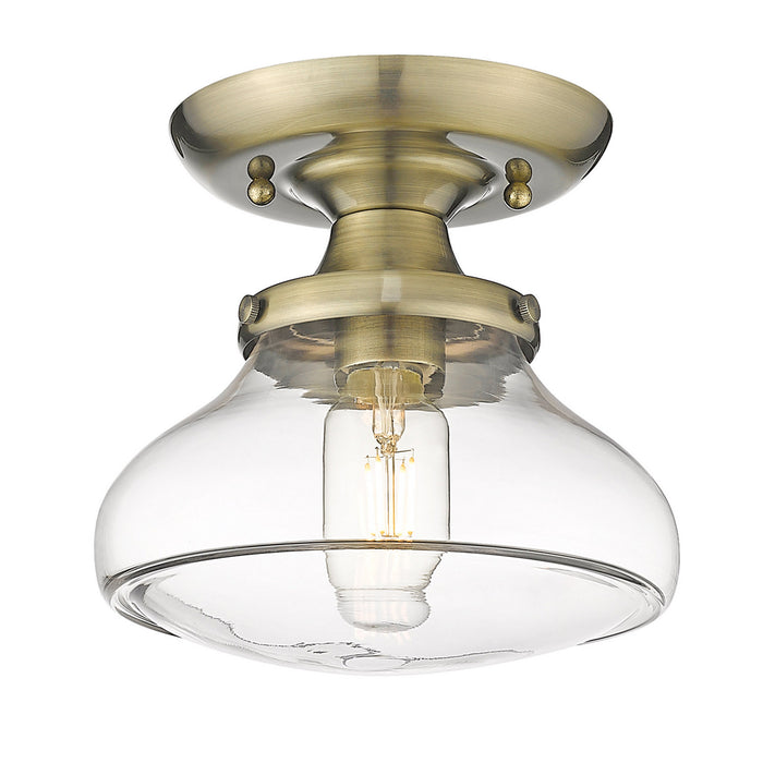 Golden - 3419-SF AB-CLR - One Light Semi-Flush Mount - Nash - Aged Brass