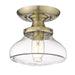 Golden - 3419-SF AB-CLR - One Light Semi-Flush Mount - Nash - Aged Brass