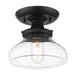 Golden - 3419-SF BLK-CLR - One Light Semi-Flush Mount - Nash - Matte Black