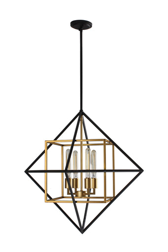 Pryor Four Light Pendant Antique Gold/Black