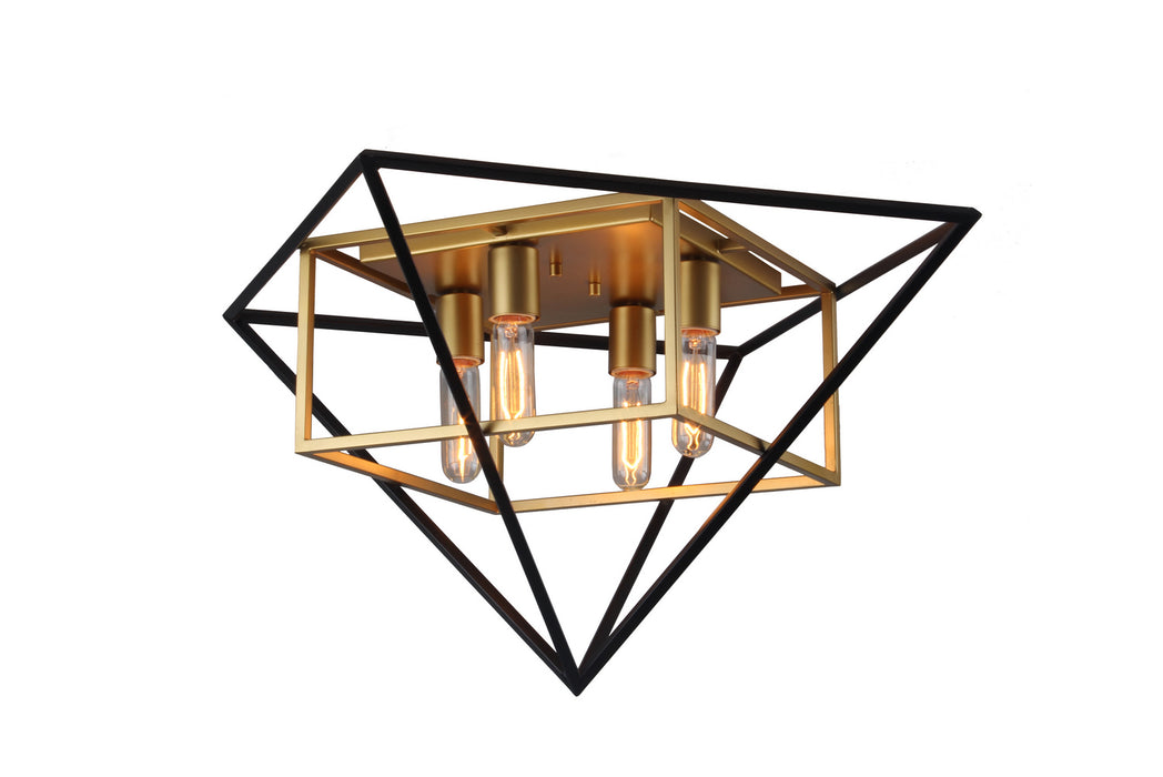 Eglo USA - 204685A - Four Light Ceiling Mount - Pryor - Antique Gold/Black