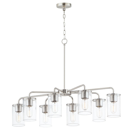 Sleek Eight Light Chandelier Satin Nickel
