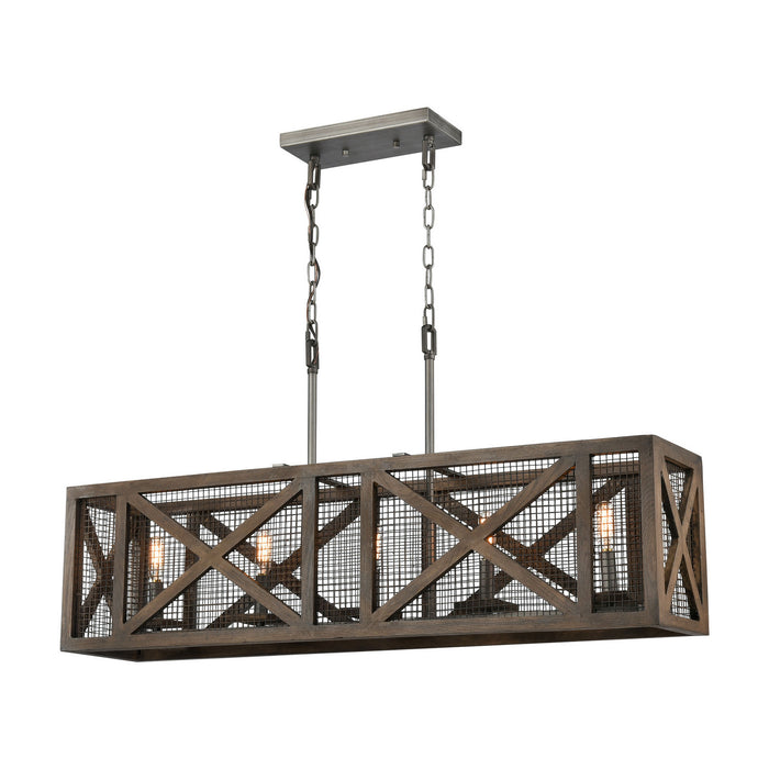 ELK Home - D4445 - Five Light Island Pendant - Stockyard - Weathered Zinc