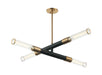 Matteo Lighting - C61204MBAG - Four Light Pendant - Tubo - Matte Black/Aged Gold Brass
