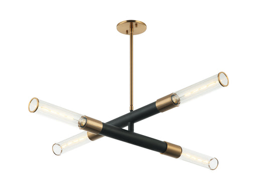 Matteo Lighting - C61204MBAG - Four Light Pendant - Tubo - Matte Black/Aged Gold Brass