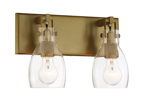 Tiberia Two Light Bath Bar Soft Brass