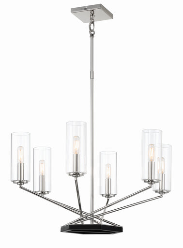 Highland Crossing Six Light Chandelier Polished Nickel w/Coal