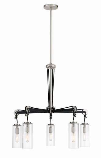 Pullman Junction Five Light Chandelier Coal w/Brushed Nickel