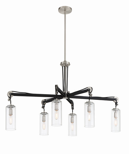 Pullman Junction Six Light Island Pendant Coal w/Brushed Nickel