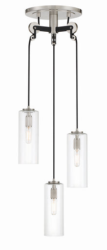Pullman Junction Three Light Pendant Coal w/Brushed Nickel