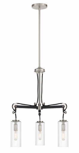 Pullman Junction Three Light Chandelier Coal w/Brushed Nickel
