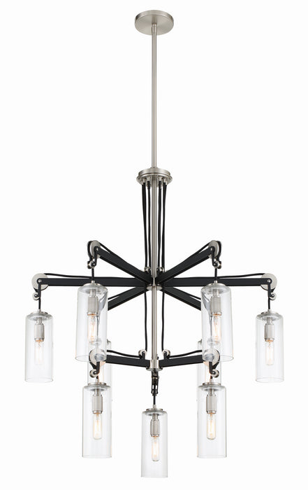 Minka-Lavery - 2899-691 - Nine Light Chandelier - Pullman Junction - Coal w/Brushed Nickel