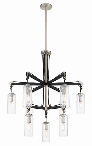Pullman Junction Nine Light Chandelier Coal w/Brushed Nickel