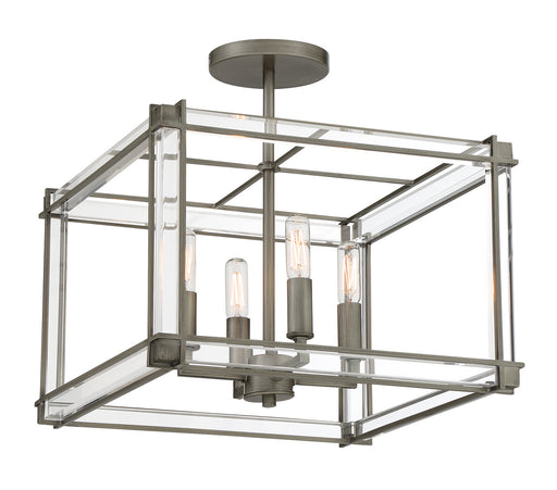 Langen Square Four Light Semi Flush Mount Antique Nickel