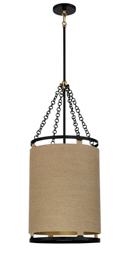 Windward Passage Four Light Pendant Coal And Soft Brass