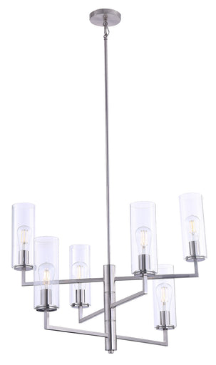 Acacia Six Light Chandelier Brushed Nickel