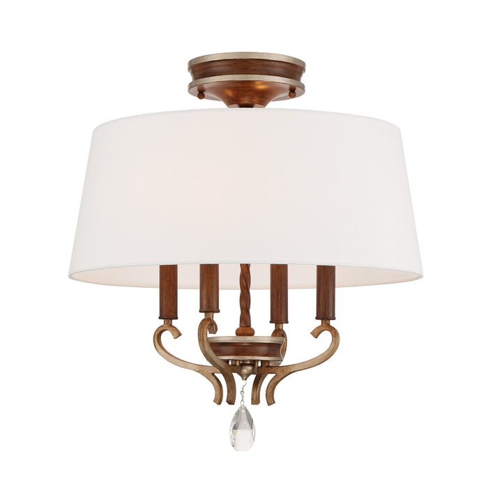 Metropolitan - N6552-690 - Four Light Semi Flush Mount - Magnolia Manor - Pale Gold with Distressed Bronze