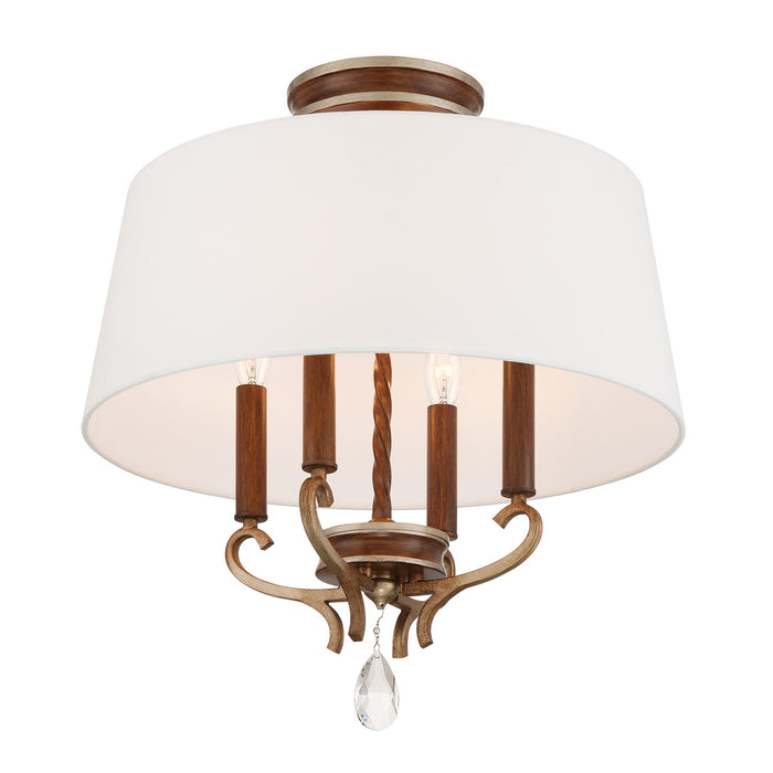 Metropolitan - N6552-690 - Four Light Semi Flush Mount - Magnolia Manor - Pale Gold with Distressed Bronze