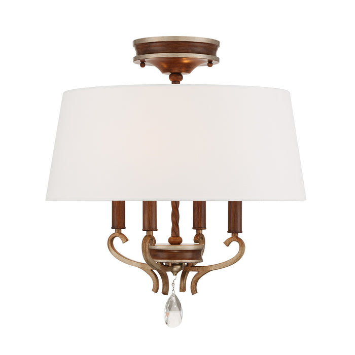 Metropolitan - N6552-690 - Four Light Semi Flush Mount - Magnolia Manor - Pale Gold with Distressed Bronze