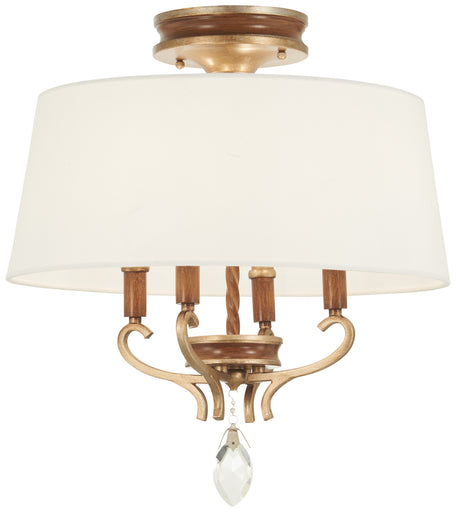 Magnolia Manor Four Light Semi Flush Mount Pale Gold with Distressed Bronze