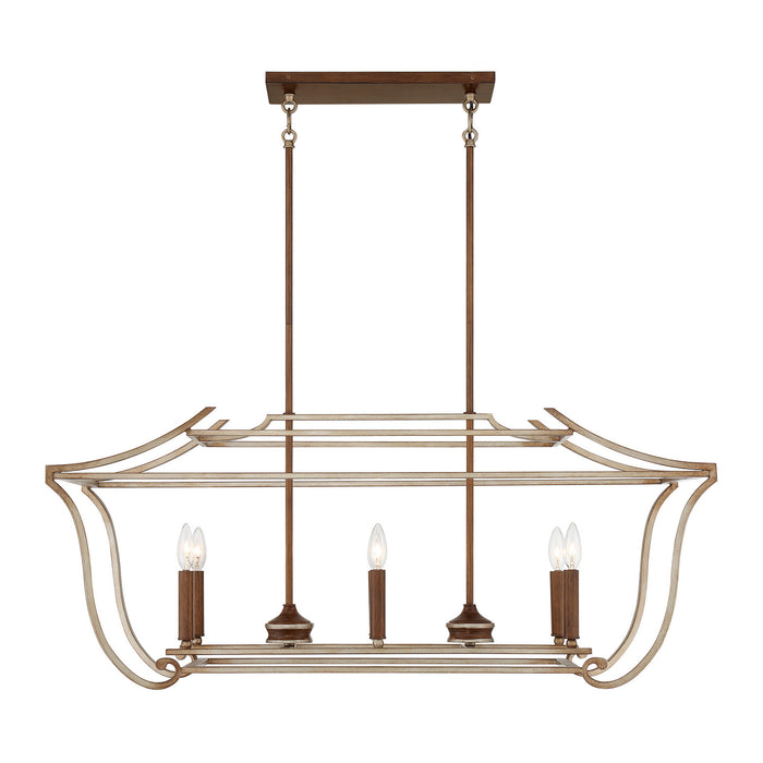 Metropolitan - N6556-690 - Six Light Island Pendant - Magnolia Manor - Pale Gold With Distressed Bronze