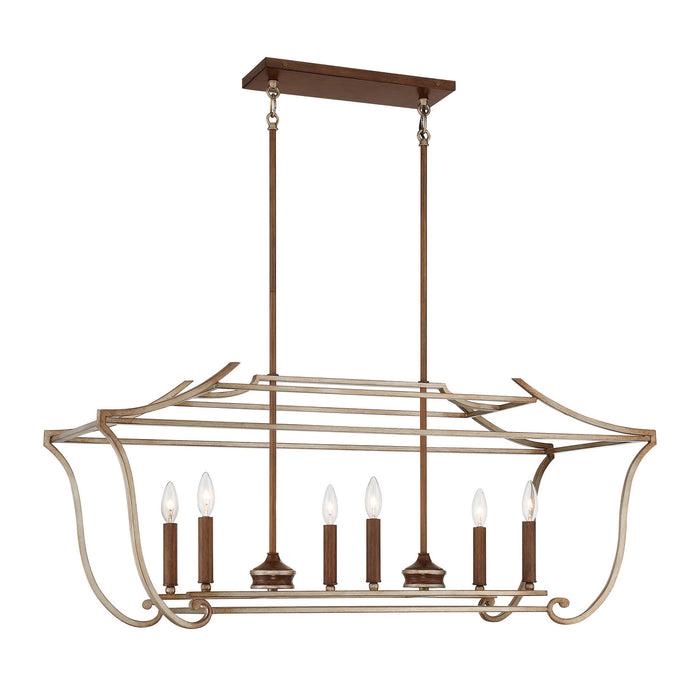 Metropolitan - N6556-690 - Six Light Island Pendant - Magnolia Manor - Pale Gold With Distressed Bronze
