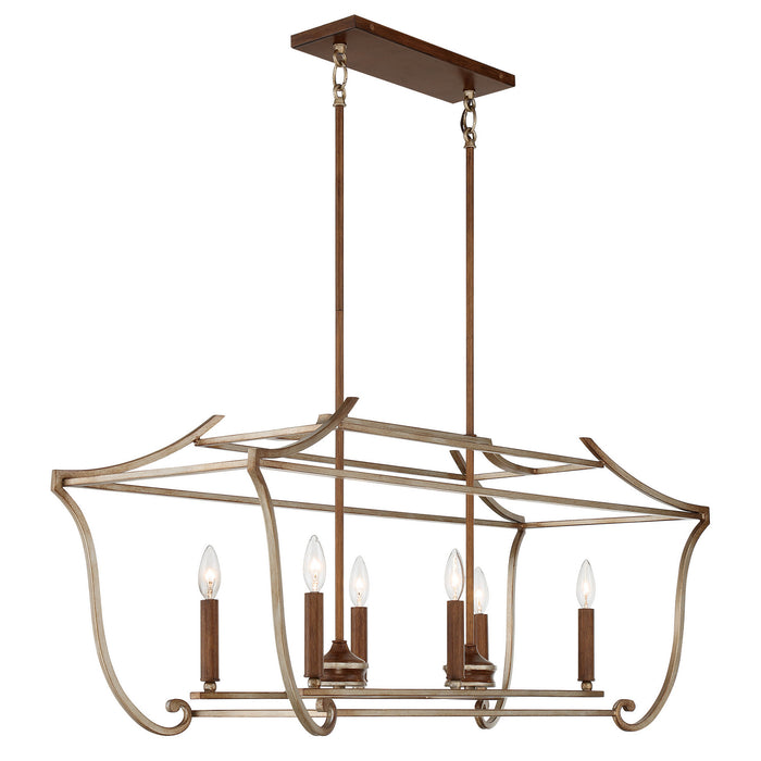 Metropolitan - N6556-690 - Six Light Island Pendant - Magnolia Manor - Pale Gold With Distressed Bronze